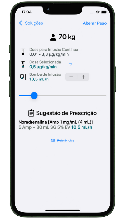 Tela do app Infusão Certa